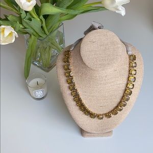 Citron Crystal Necklace with Gray Ribbon